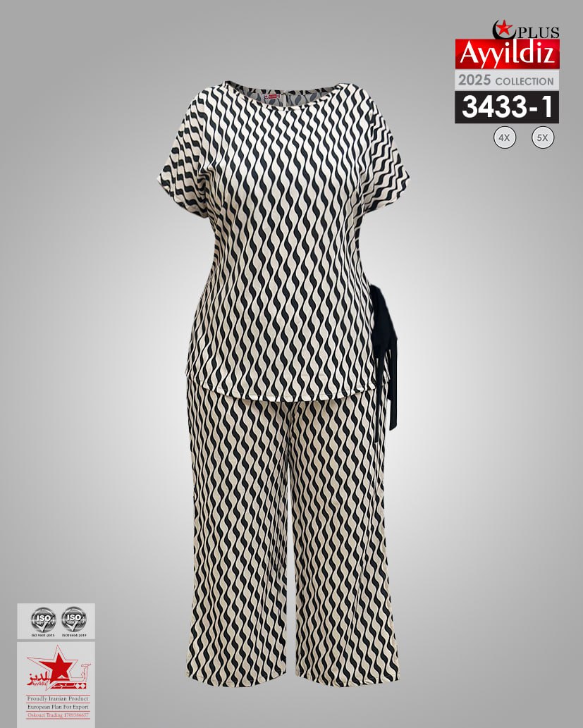 ست بلوز شلوار مجلسی سایز بزرگ زنانه کد 3433