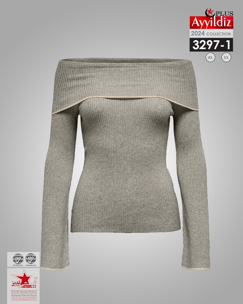 بلوز یقه اسپورت سایز بزرگ زنانه کد 3297