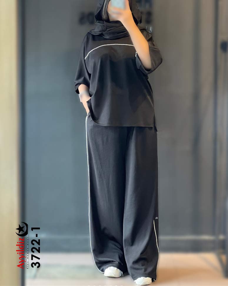 ست تیشرت شلوار زنانه سایز بزرگ کد 3722