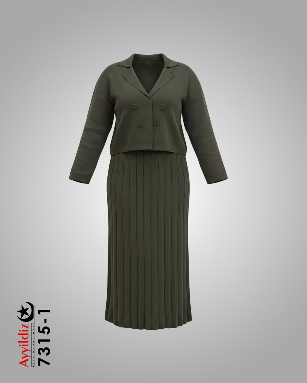 کت و دامن بافت سایز بزرگ زنانه کد 7315