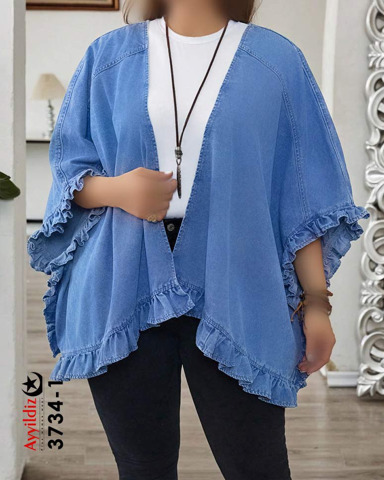کت جین زنانه سایز بزرگ کد 3734