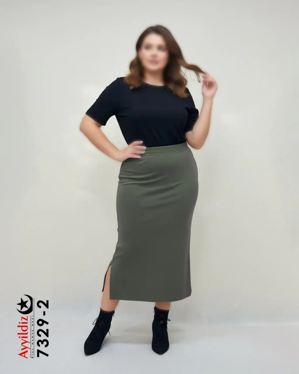 دامن بافت سایز بزرگ زنانه کد 7329