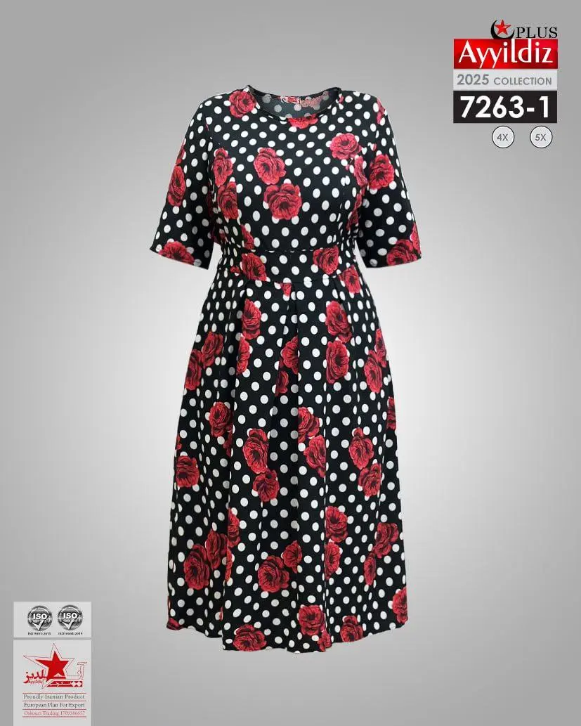 پیراهن مجلسی زنانه سایز بزرگ کد 7263 تصویر کاتالوگ