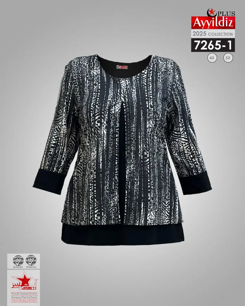 شومیز مجلسی سایز بزرگ زنانه کد 7265 مشکی