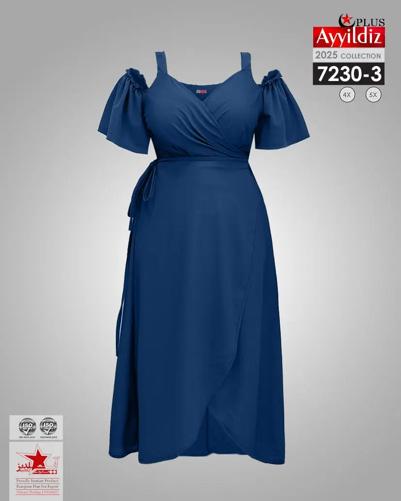 پیراهن زنانه سایز بزرگ سر شانه باز  کد 7230 کله غازی