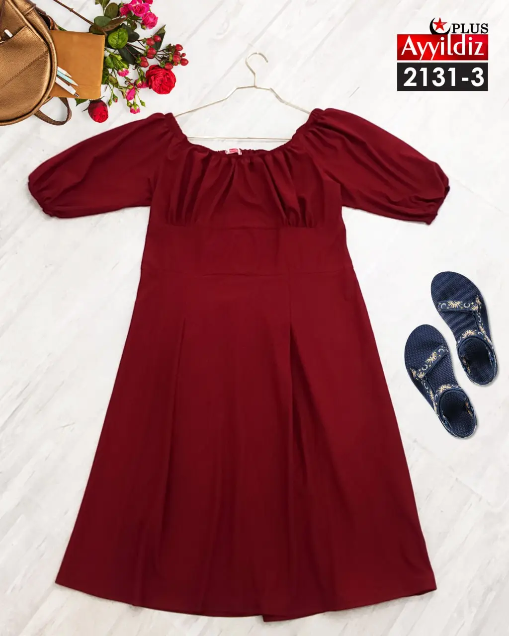 تونیک مجلسی بیگ سایز آییلدیز کد 2131 زرشکی