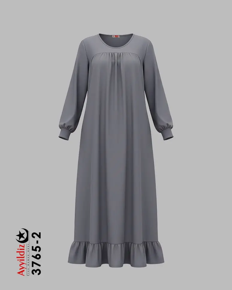 پیراهن کفتان بلند زنانه سایز بزرگ کد 3765 طوسی