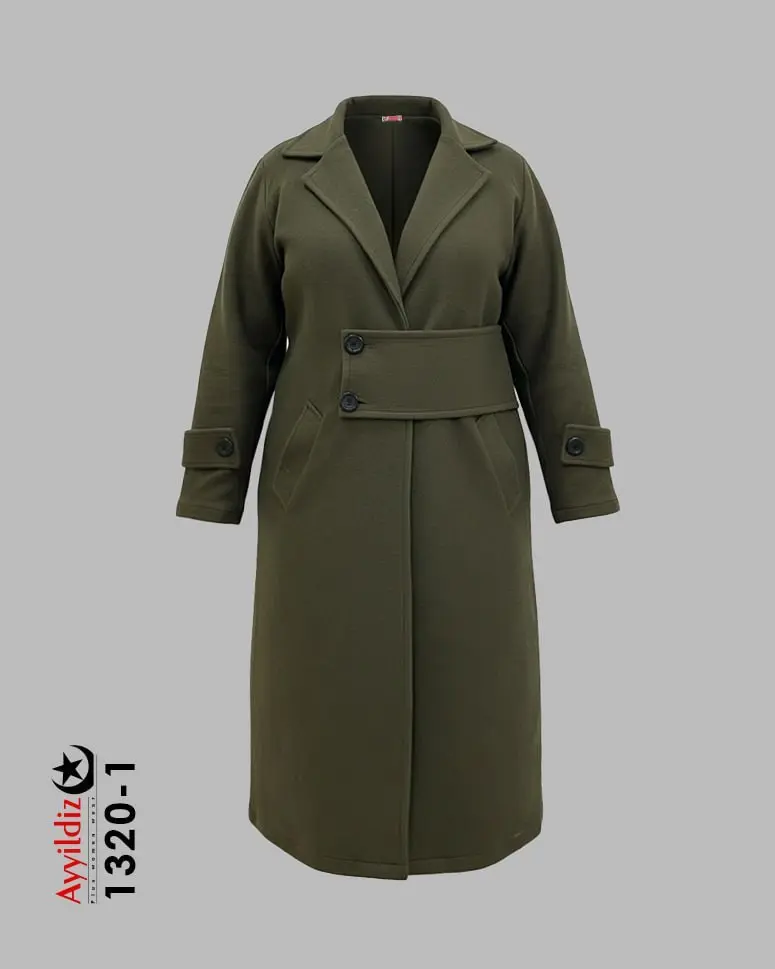 پالتو سایز بزرگ زنانه کد 1320 یشمی