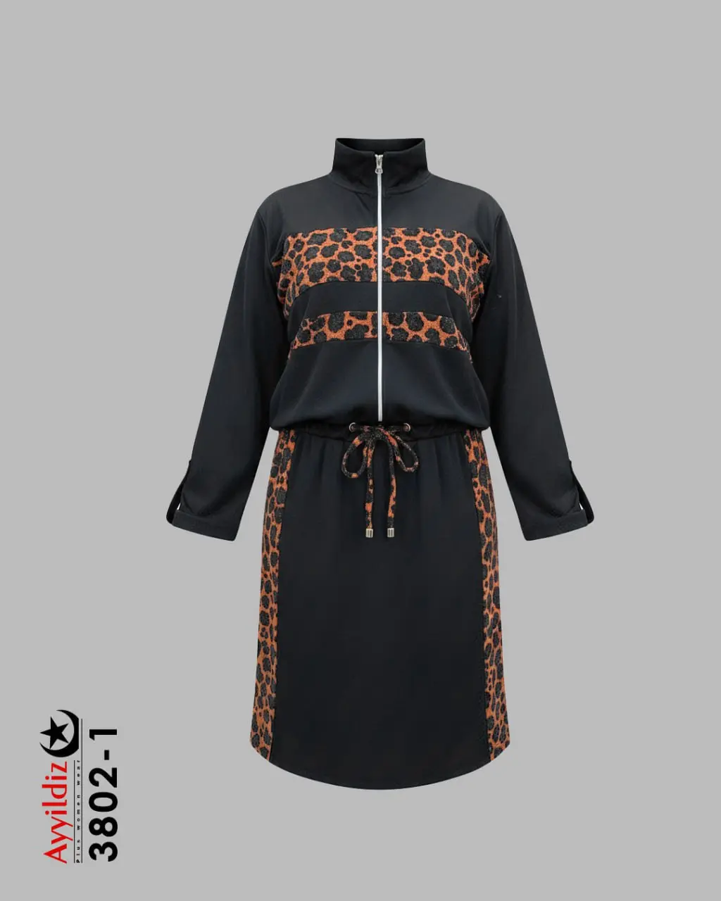 ست سویشرت پیراهن سایز بزرگ زنانه کد 3802 مشکی