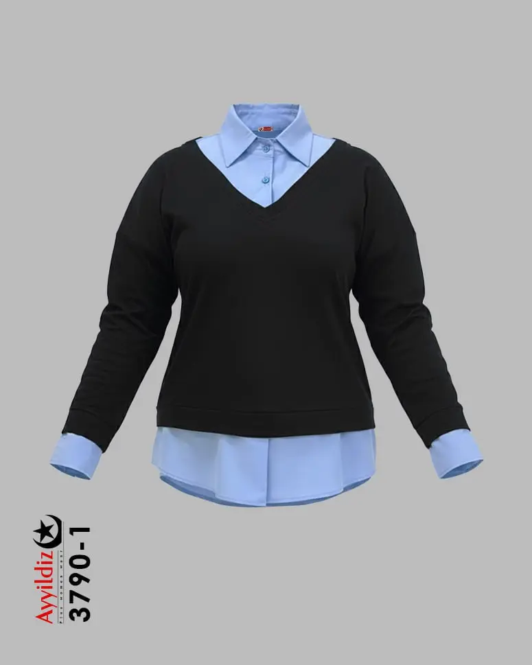 بلوز زنانه سایز بزرگ اسپرت کد 3790 مشکی