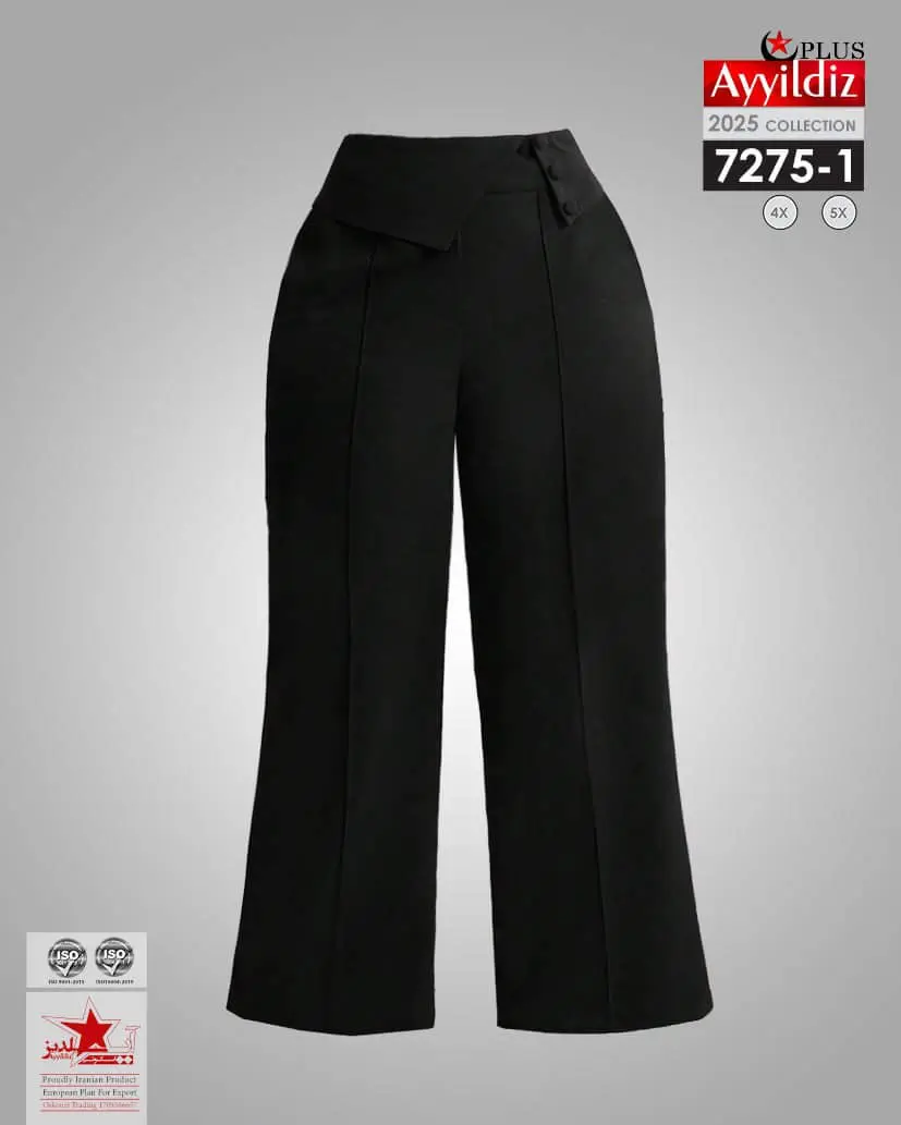 شلوار زنانه مجلسی سایز بزرگ کلاسیک کد 7275 مشکی