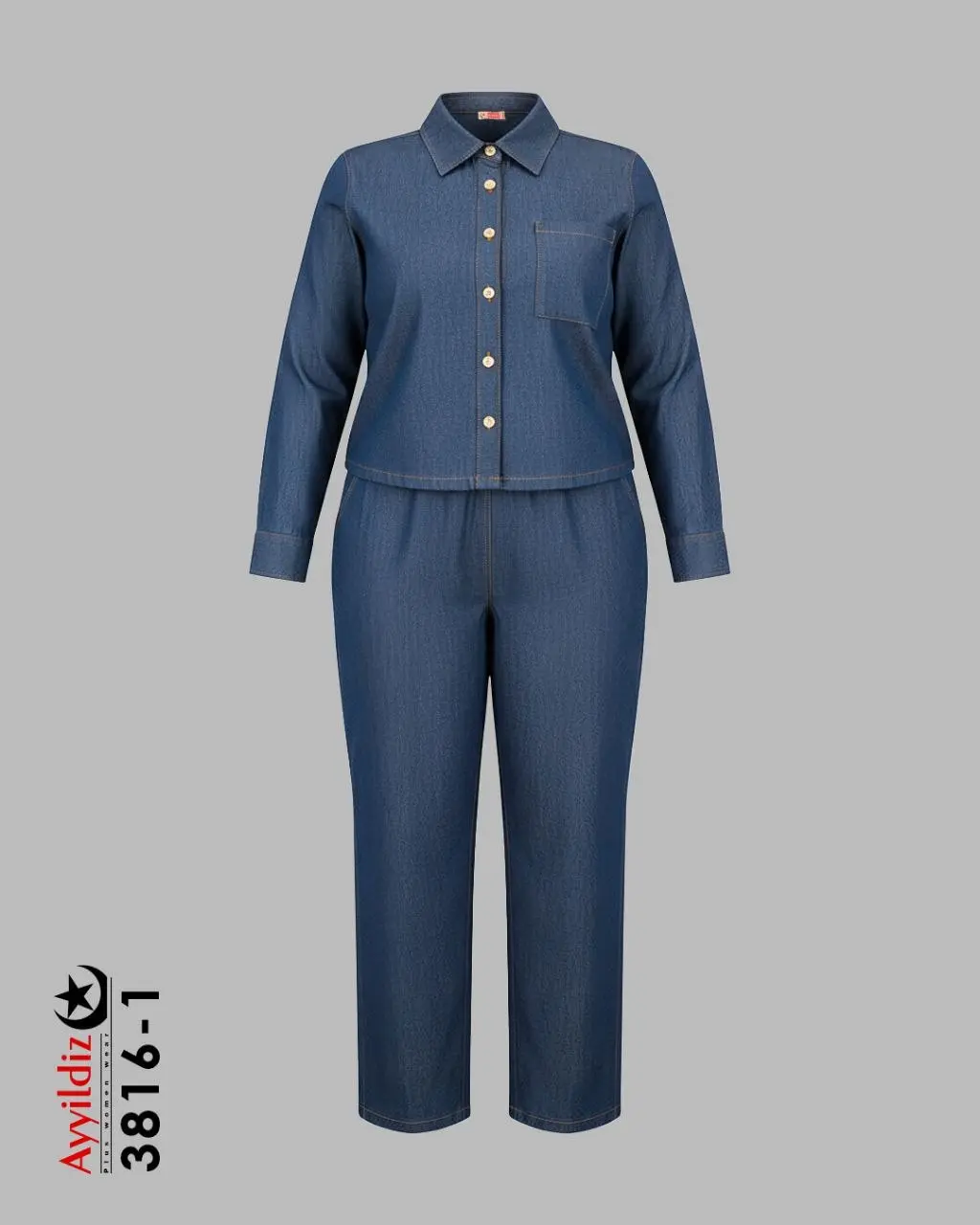 ست کت و شلوار لی زنانه سایز بزرگ کد 3816 تصویر کاتالوگ