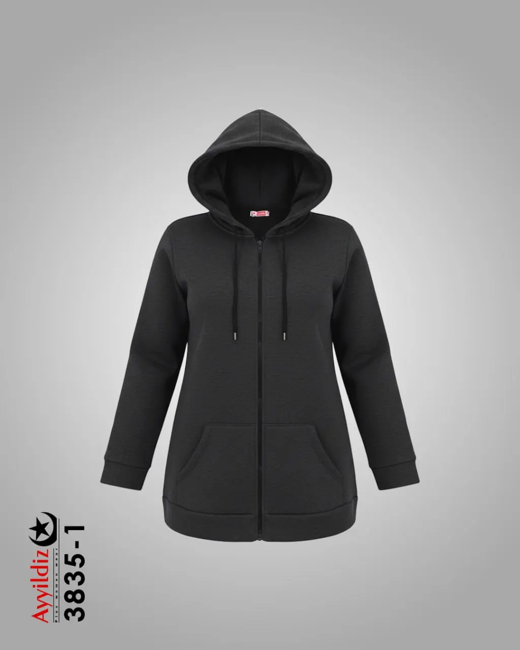 سویشرت  زنانه جلو زیپ سایز بزرگ کد 3835 نوک مدادی