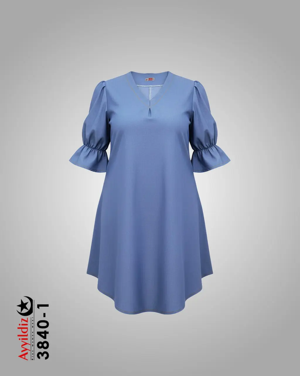 پیراهن جین سایز بزرگ زنانه کد 3840 آبی