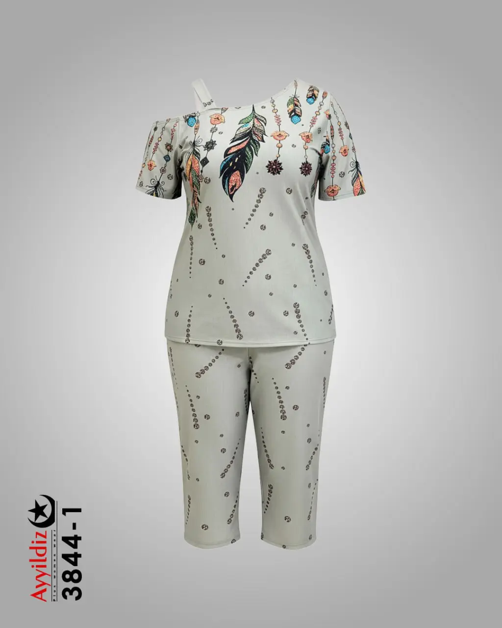 ست تاپ شلوارک زنانه مجلسی سایز بزرگ کد 3844 تصویر کاتالوگ