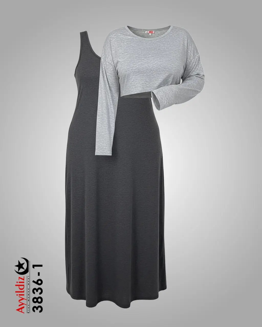 ست کراپ سارافون نخی سایز بزرگ زنانه کد 3836 تصویر کاتالوگ