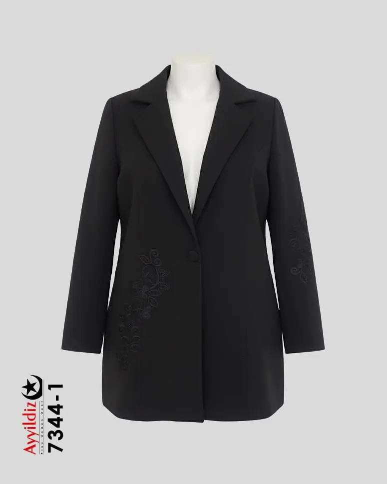 کت زنانه مجلسی سایز بزرگ سری AyLux کد 7344 مشکی