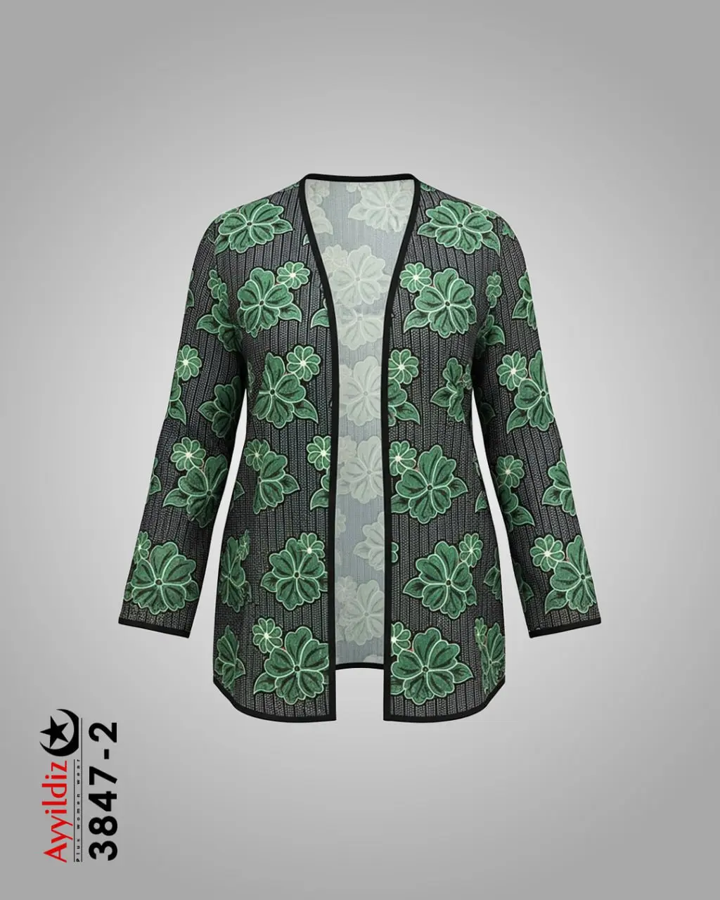 کت زنانه سایز بزرگ پاییزه طرح یلدایی کد 3847 سبز