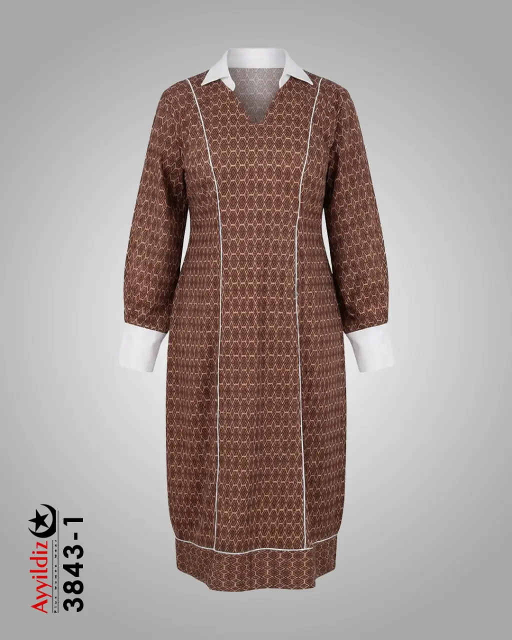 پیراهن زنانه بلند مجلسی سایز بزرگ کد 3843 تصویر کاتالوگ