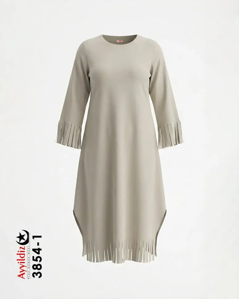 مانتو  کفتان سایز بزرگ زنانه کد 3854 کرمی