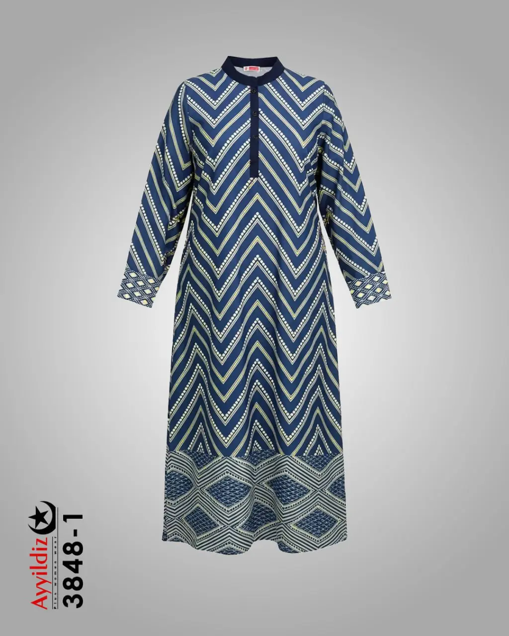 پیراهن زنانه بلند مجلسی سایز بزرگ کد 3848 تصویر کاتالوگ