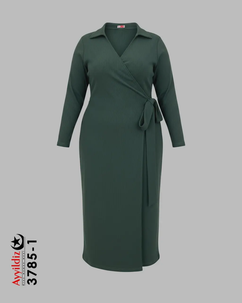 پیراهن بلند روهم سایز بزرگ زنانه کد 3785 سبز