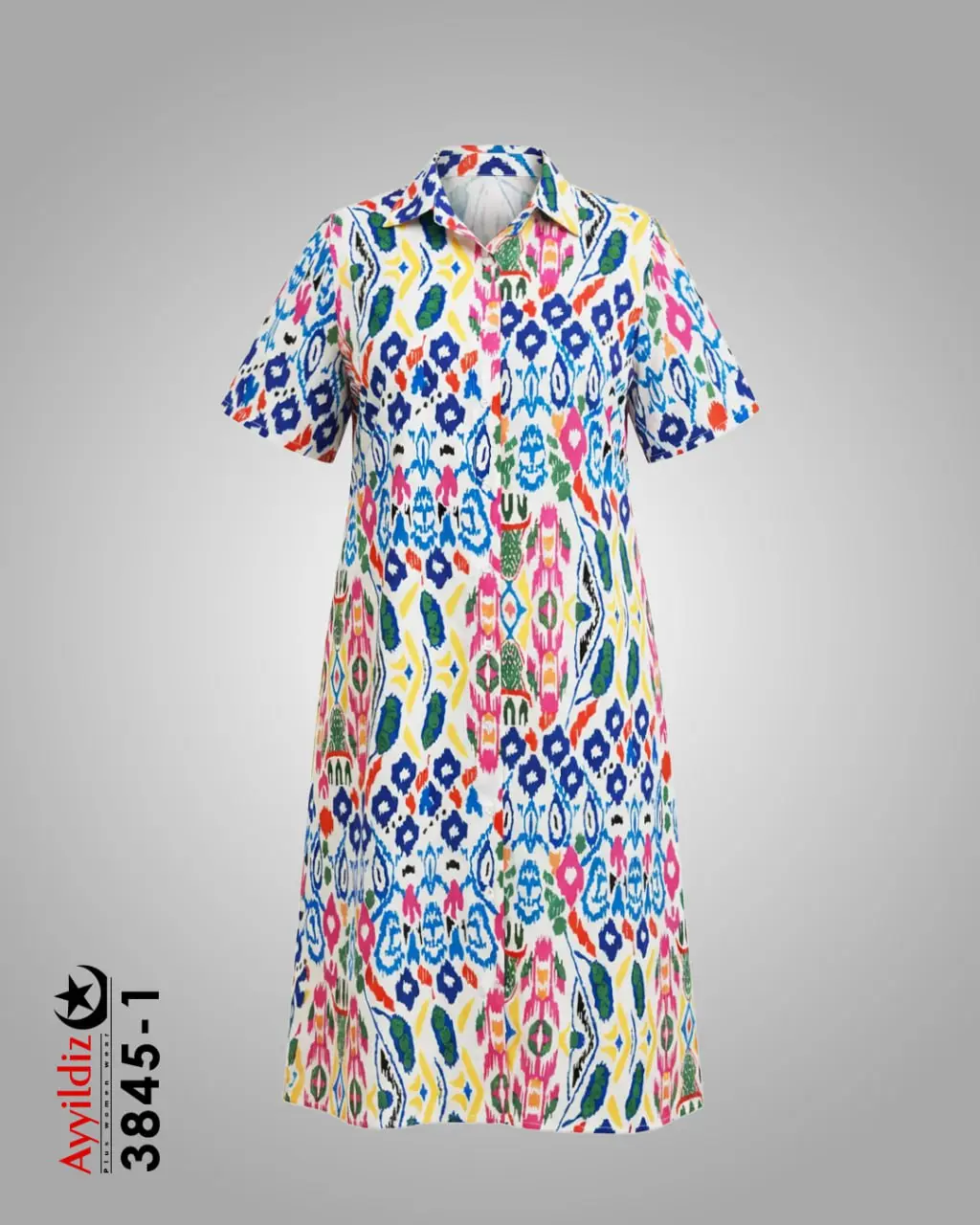 پیراهن بلند سایز بزرگ زنانه کد 3845 تصویر کاتالوگ