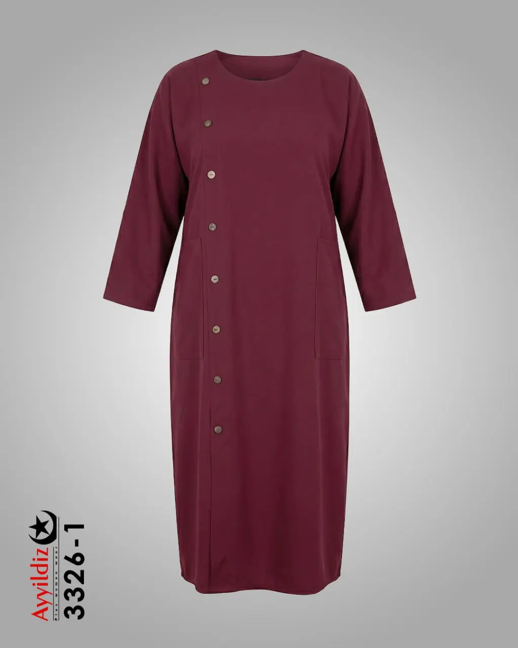 پیراهن / کفتان سایز بزرگ زنانه کد 3326 زرشکی