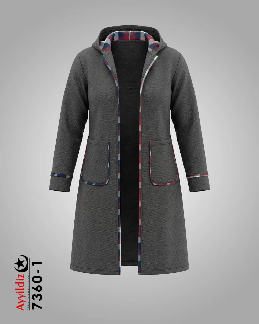 مانتو آزاد جلو باز سایز بزرگ زنانه کد 7360 تصویر کاتالوگ