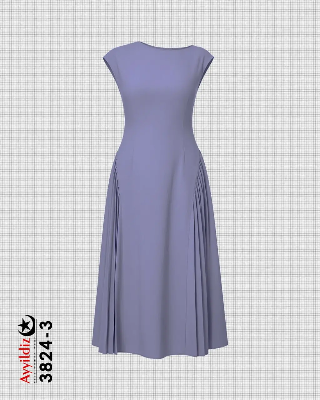 پیراهن بلند مجلسی سایز بزرگ زنانه کد 3824 یاسی