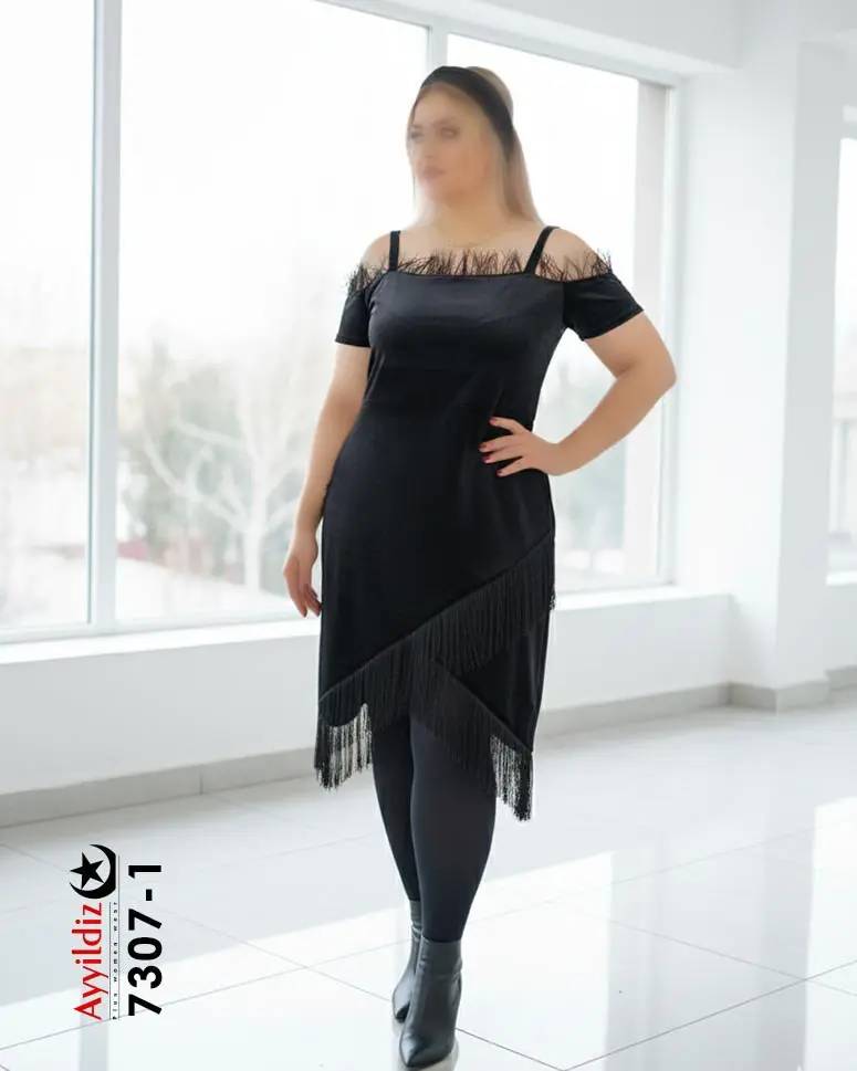 پیراهن مجلسی ریشه ای سایز بزرگ زنانه سری Aylux کد 7307