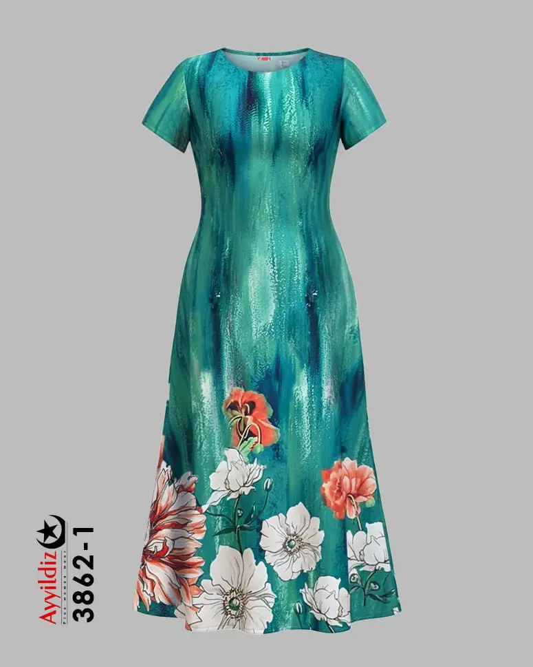 پیراهن راحتی روزمره سایز بزرگ زنانه کد 3862 تصویر کاتالوگ