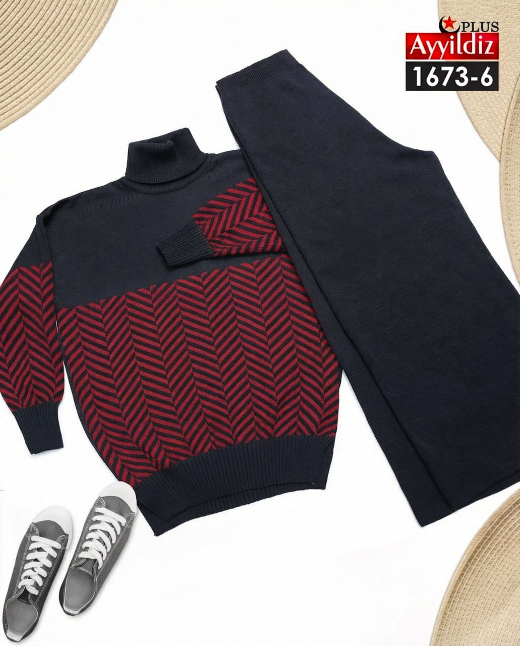 ست بلوز شلوار بافت سایز بزرگ زنانه کد 1673-6 تصویر کاتالوگ