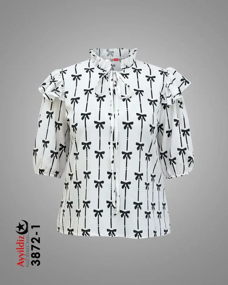 شومیز مجلسی آستین سه ربع سایز بزرگ زنانه کد 3872 تصویر کاتالوگ