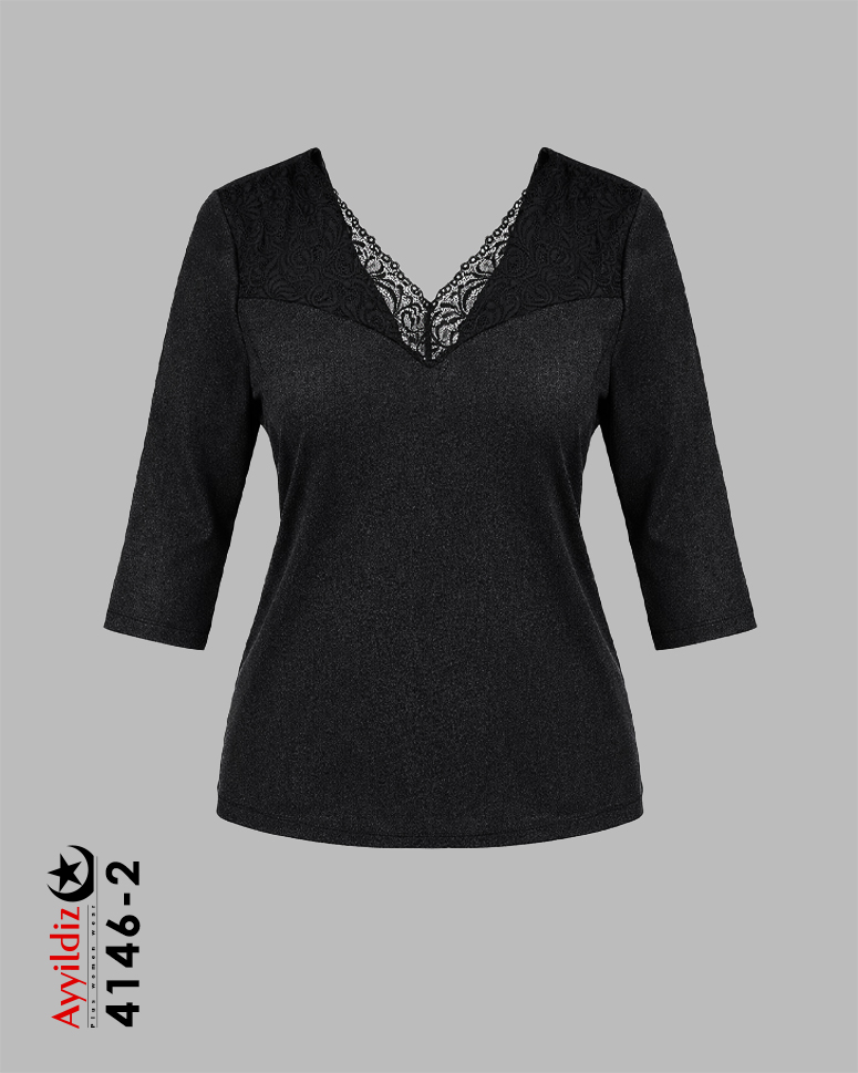 بلوز سایز بزرگ زنانه کد 4146 مشکی