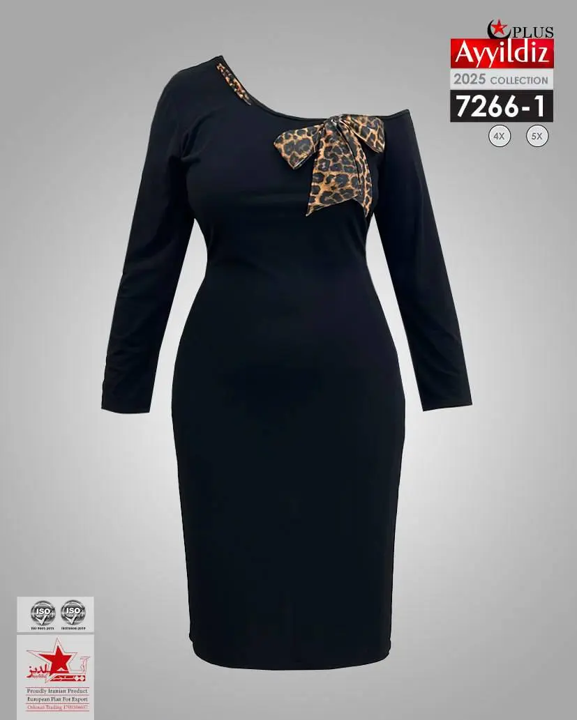 پیراهن مجلسی سایز بزرگ زنانه کد 7266 مشکی