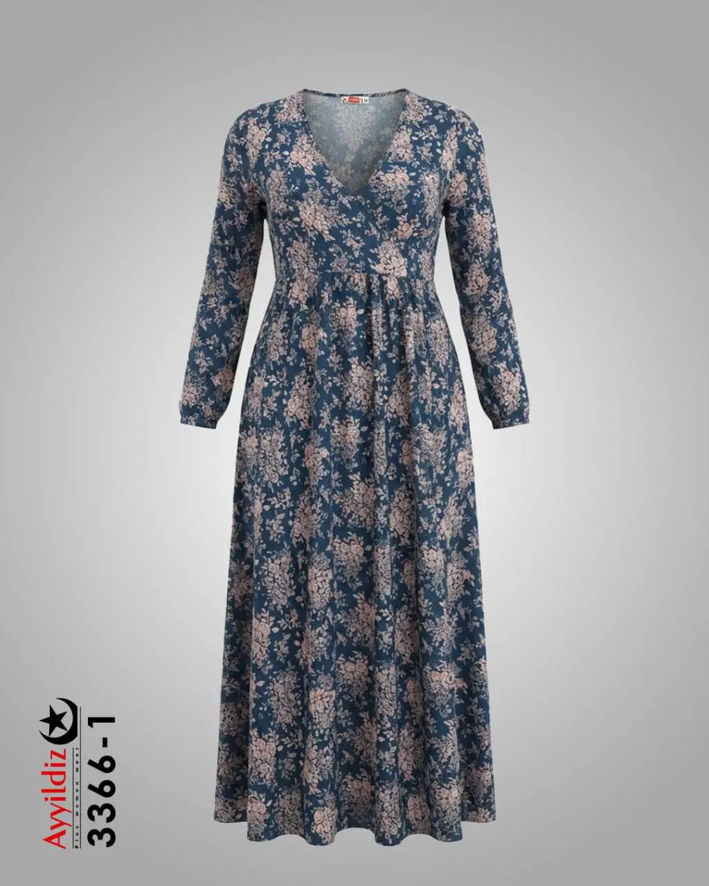 پیراهن مجلسی آستین بلند  سایز بزرگ زنانه آی یلدیز کد 3366 تصویر کاتالوگ