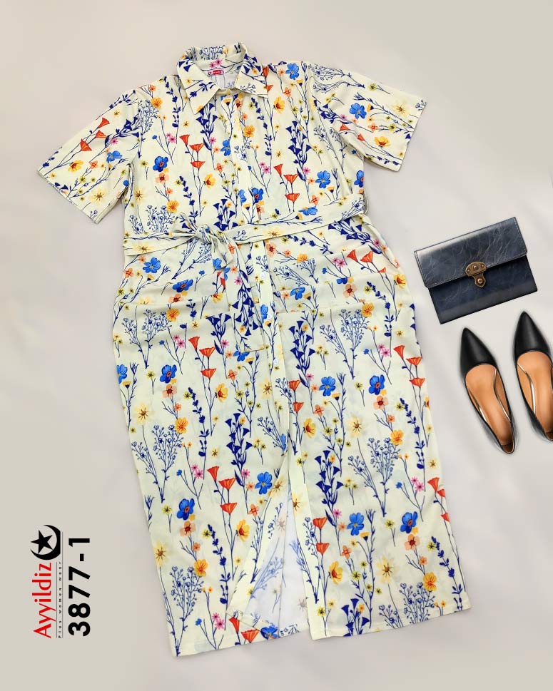 پیراهن بلند سایز بزرگ زنانه کد 3877 تصویر کاتالوگ