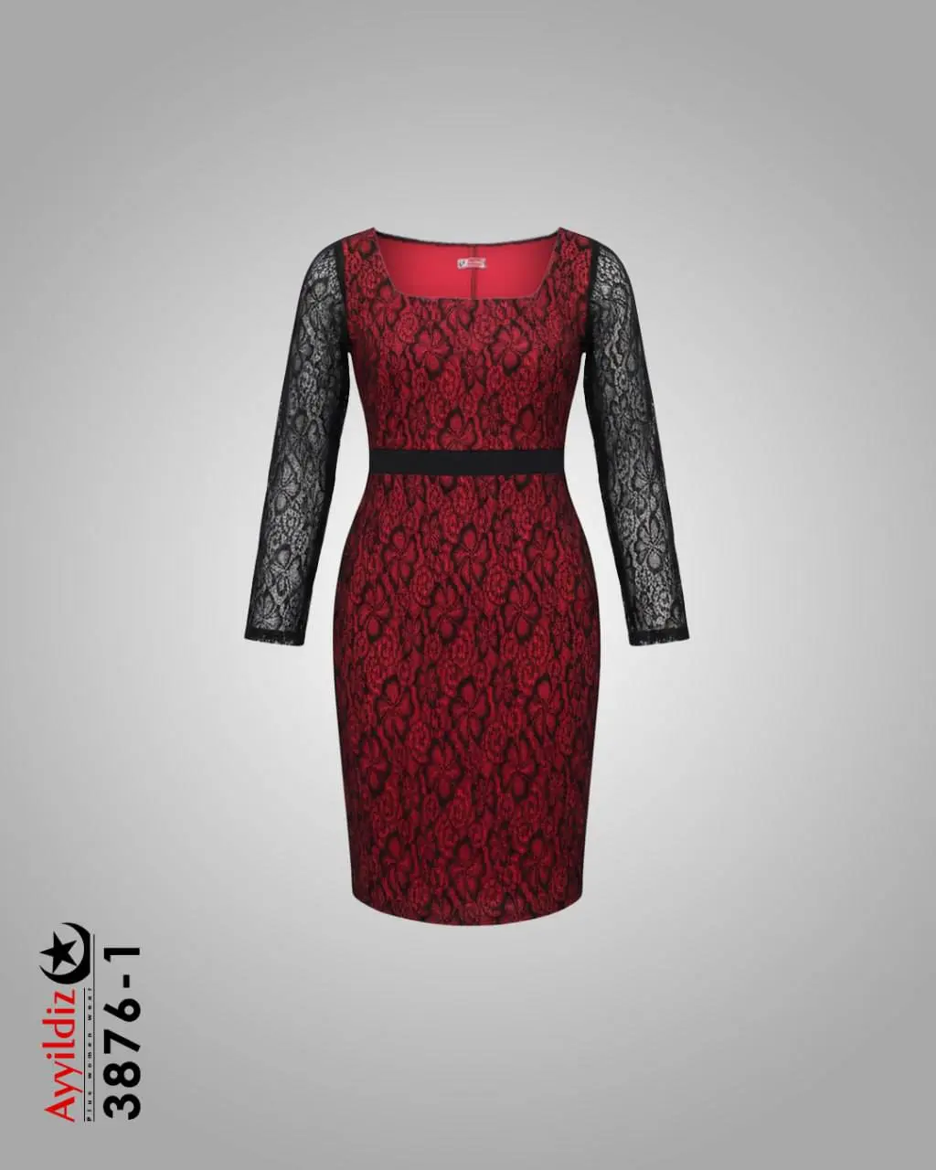 پیراهن مجلسی گیپور سایز بزرگ زنانه کد 3876 قرمز