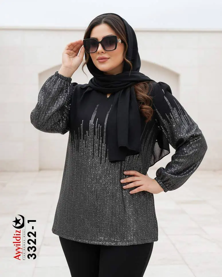 شومیز مجلسی ترند سایز بزرگ زنانه کد 3322