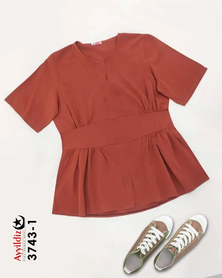 شومیز مجلسی سایز بزرگ زنانه کد 3743 آجری