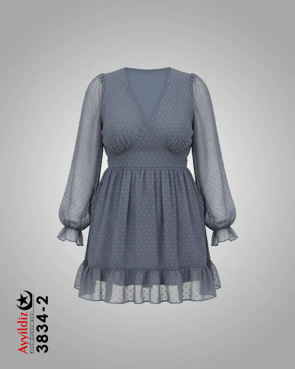 پیراهن مجلسی سایز بزرگ زنانه کد 3834 طوسی