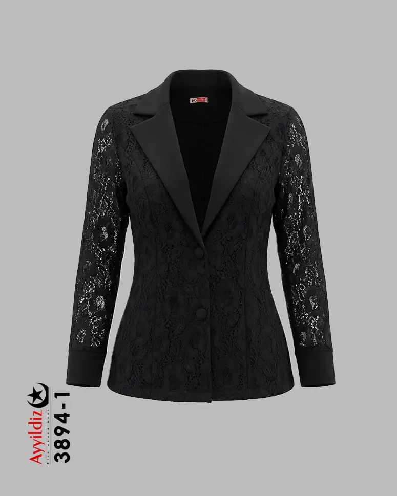 کت مجلسی سایز بزرگ زنانه کد 3894 مشکی