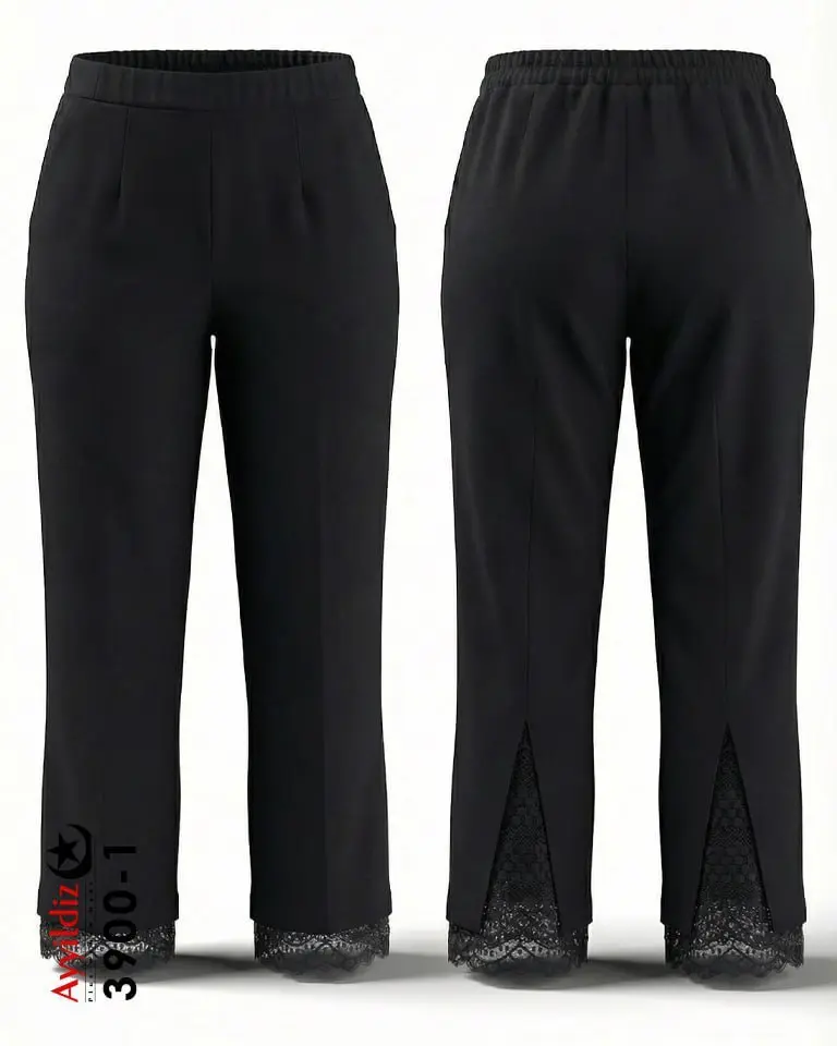 شلوار مجلسی پشت چاکدار سایز بزرگ زنانه کد 3900 مشکی