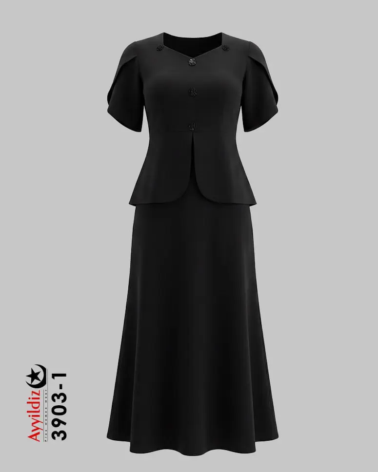 بلوز دامن مجلسی سایز بزرگ زنانه کد 3903 مشکی