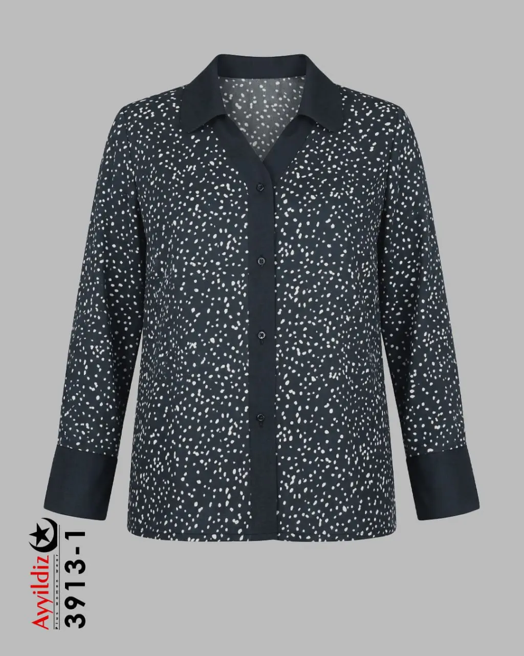 شومیز مجلسی ترند سایز بزرگ زنانه کد 3913 سرمه‌ای