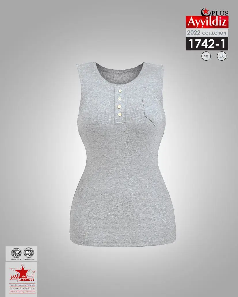 تونیک حلقه ای زیر مانتویی سایز بزرگ زنانه کد 1742 طوسی