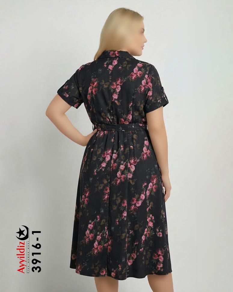 پیراهن بلند سایز بزرگ زنانه کد 3916