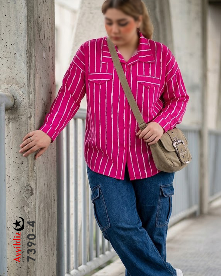 شومیز سایز بزرگ زنانه کد 7390