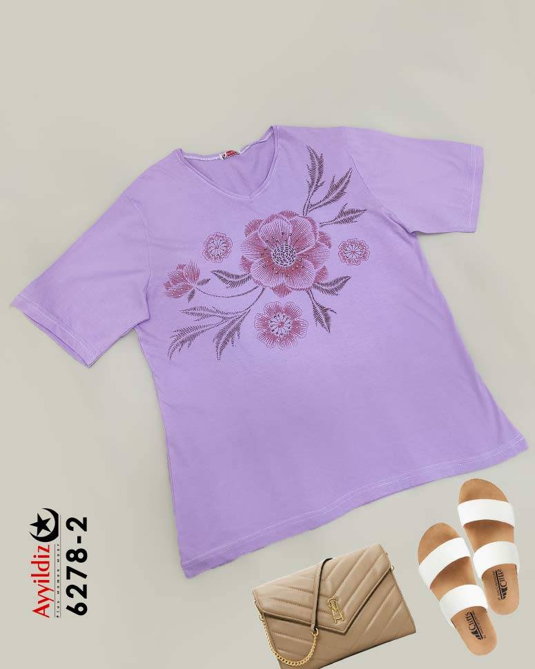 تیشرت سایز بزرگ زنانه کد 6278